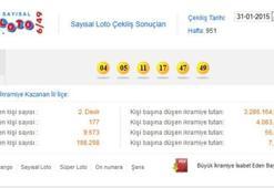 Sayısal Loto çekildi - Sayısal Loto 31 Ocak sonucu