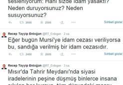 Erdoğan 'Mursi'ye idam' kararına Twitter'dan da tepki gösterdi!