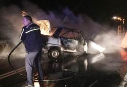 TIR'la çarpışan otomobildeki 2 kişi yanarak öldü