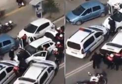 İzmir'de bomba ihbarı yapılan araç böyle ablukaya alındı