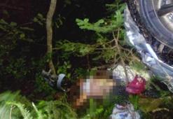 Yoldan çıkan otomobil, 50 metrelik uçuruma uçtu