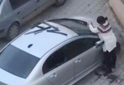 Kocasına kızdı hıncını arabadan çıkardı!