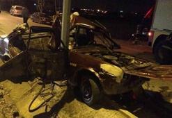 Bolu'da otomobil direğe çarptı: 1 ölü, 1 yaralı