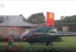 Pilot acıkınca siparişini almaya helikopterle gitti!