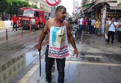 Protesto için adliye önünde kamyonetini yaktı