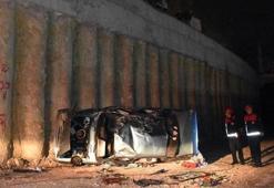 Otomobil alt geçit inşaatına uçtu: 1 Ölü, 4 yaralı