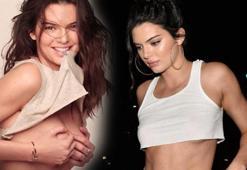 Sütyensiz Kendall Jenner'dan şok frikik!