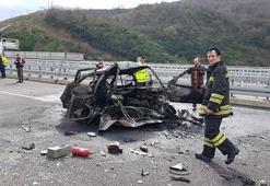 Bursa-İstanbul otobanında feci kaza: 2 kişi yanarak öldü