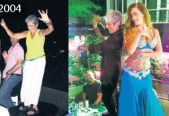 Masanın üstünde göbek attı