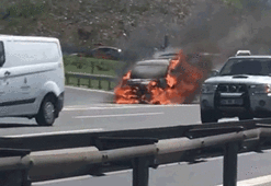 TEM'de araç yangını!