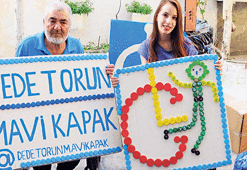 Dede-torun 43 ton  mavi kapak topladı