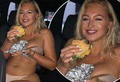 Iskra Lawrence'ın hamburger keyfi