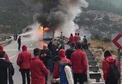 Takım otobüsü küle döndü