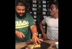 Nusret, eti altınla kapladı, DJ Khaled kendi elleriyle kesti