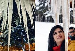 Erzurum'da buz sarkıtlarının boyu 2 metreye ulaştı