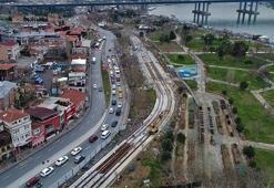 Eminönü Alibeyköy tramvay hattının rayları yerleştiriliyor