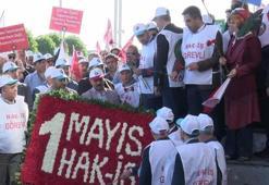 Taksim'de 1 Mayıs! İşçiler Kazancı Yokuşu'na çelenk bıraktı