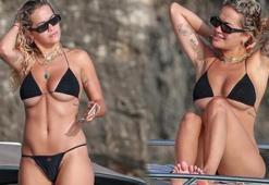 Rita Ora'ya iki beden küçük bikini