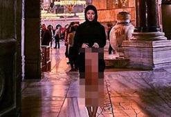 Ayasofya’da çıplak poz veren mankene şok!