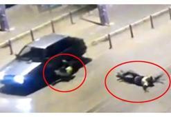 Şoke eden görüntü! Polisi böyle sürükledi!