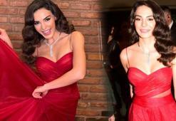 Ebru Şahin kırmızı elbisesiyle büyüledi