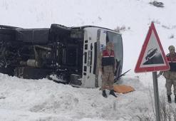 Erzurum'da halk otobüsü şarampole devrildi!