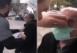 Yaşlı adamı yolda zorla durdurup maske taktılar!