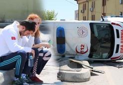 Ambulans ve pikap çarpıştı! 2'si sağlık çalışanı 3 kişi yaralandı