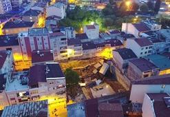 Esenler'de çatlaklar oluşan yol ve istinat duvarı çöktü! Korku dolu anlar...