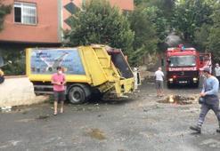 Sarıyer'de çöp kamyonu evin bahçesine girdi
