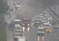 TEM'de otobüste yangın