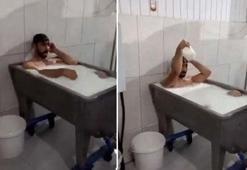 Süt banyosu yaptı! Mide bulandıran görüntü sonrası bakanlık harekete geçti