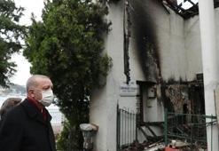 Erdoğan yanan Vaniköy Camii'ni ziyaret etti
