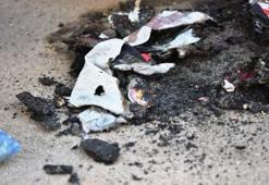 Sokakta yunus polisi üniforması ve teçhizatı yakan şüpheli aranıyor