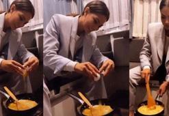 Demet Özdemir karavanda omlet yaptı