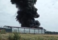 Bursa'da, geri dönüşüm tesisi atık toplama alanında yangın