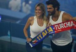 Diletta Leotta ve Can Yaman Türkiye - İtalya maçına damga vurdular!