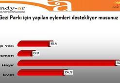 Gezi'ye destek yüzde kaç?