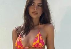 Emily Ratajkowski’nin giydiği bikini rahatsız etti!