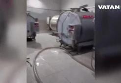 Fabrikada süt banyosu yaptı! İğrenç anlar