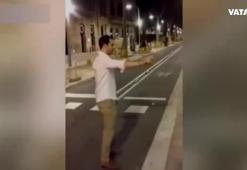 Kadına böyle tekme attı