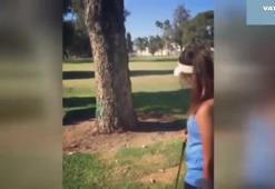 Kadın golfçüden şaşırtan vuruş!