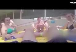 Su kaydırağı bilincinden etti..