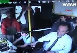 Halk otobüsünde dehşet anları kamerada...