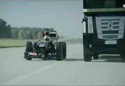 Tır, Formula 1 aracının üzerinden atladı