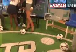 Canlı yayında İspanyol güzelden beklenmedik kaza..
