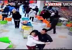 Deprem anındaki panik, avm'nin güvenlik kamerasında