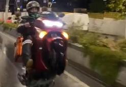 Tek teker kullandığı motosikletle tehlike saçtı