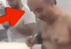 Baklavacıda skandal görüntü! Yarı çıplak...