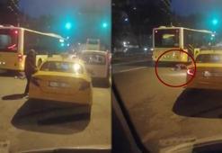 Taksici dehşeti! Kadın otobüsün altında kalmaktan son anda kurtuldu